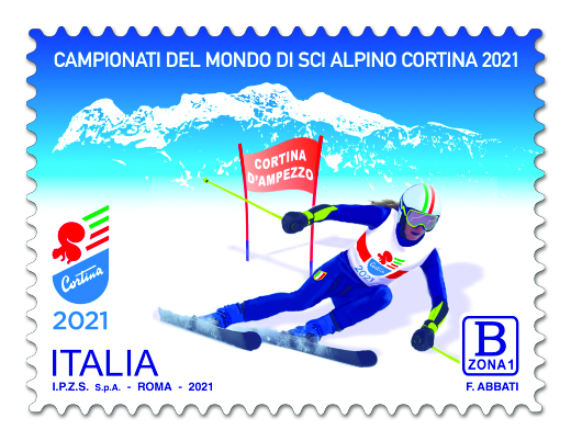poste-italiane:-un-francobollo-dedicato-ai-campionati-del-mondo-di-sci-alpino-a-cortina-d’ampezzo