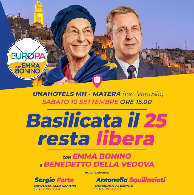 elezioni-2022,-emma-bonino-e-benedetto-della-vedova-a-matera,-a-sostegno-dei-candidati-di-+europa-in-basilicata